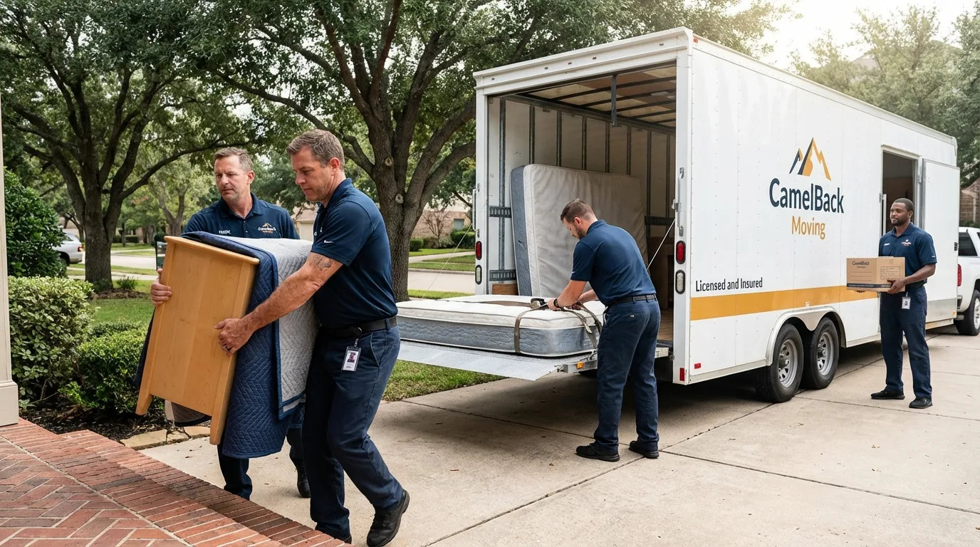 Crew loading residential truck for cross-state move from Holly Springs, MS