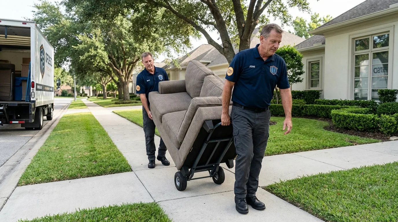 Local residential moving crew loading furniture in Holly Springs, MS