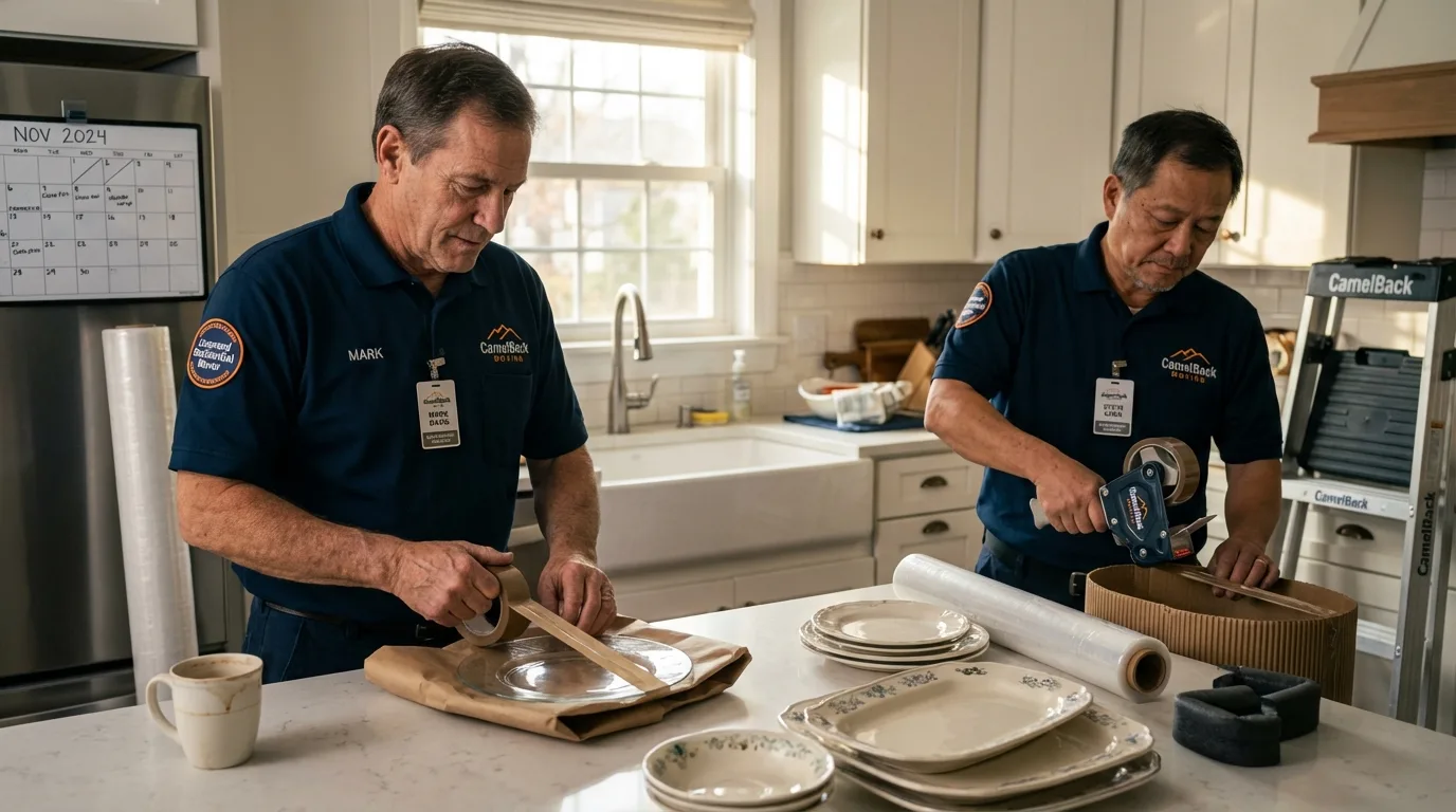 Professional crew packing kitchen dishware in Holly Springs, MS